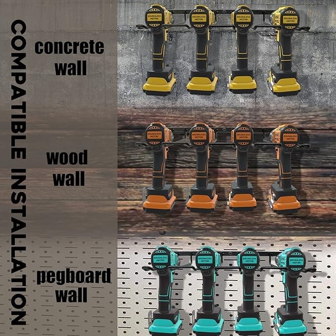 VCT POWER TOOL ORGANIZER DRILL HOLDER WALL MOUNT THICKENED DRILL RACK 40 LB