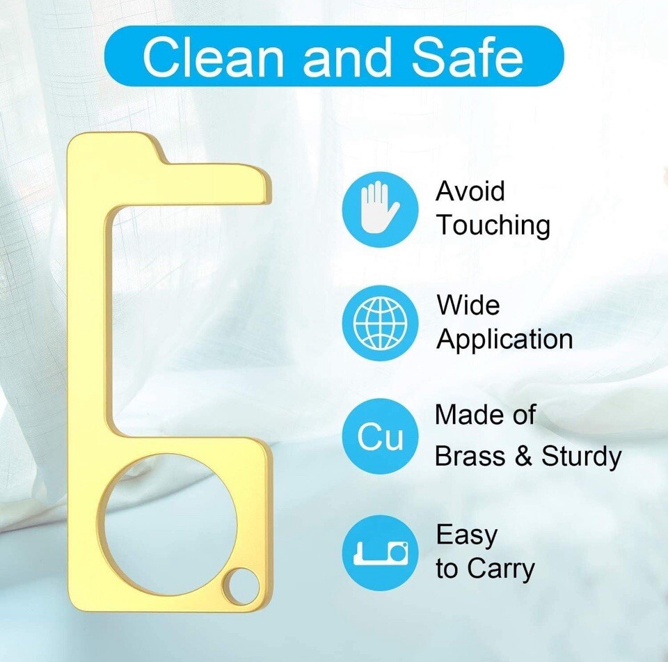 iHip Real Brass SafeKey - Avoid Touching Public Surfaces