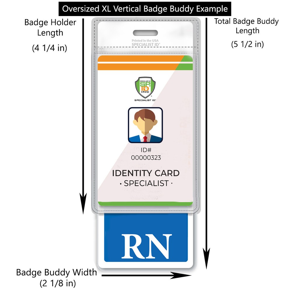 5 Pack - RN Badge Buddy Oversized Vertical ID Backer for Registered Nurses
