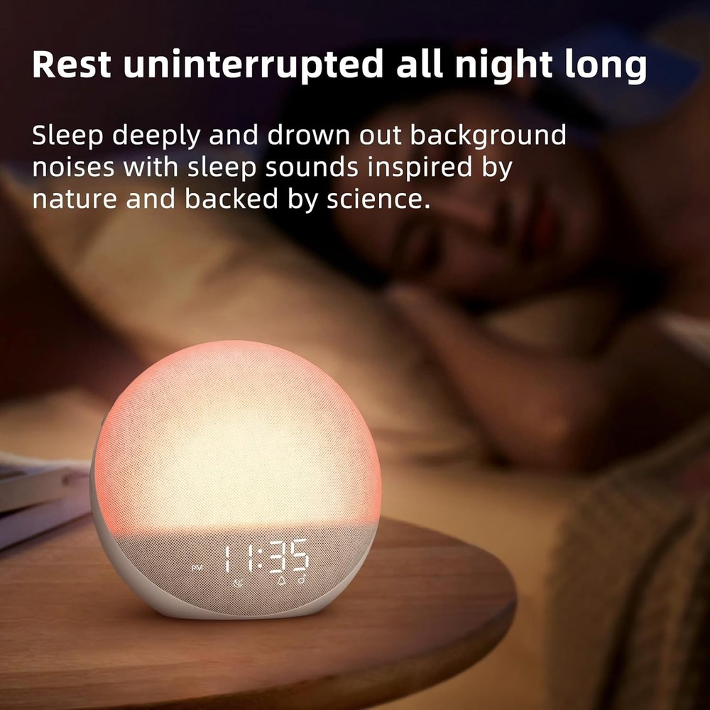 Natural Wake Up Light - Bedroom Dimmable Clock with Bluetooth Speaker