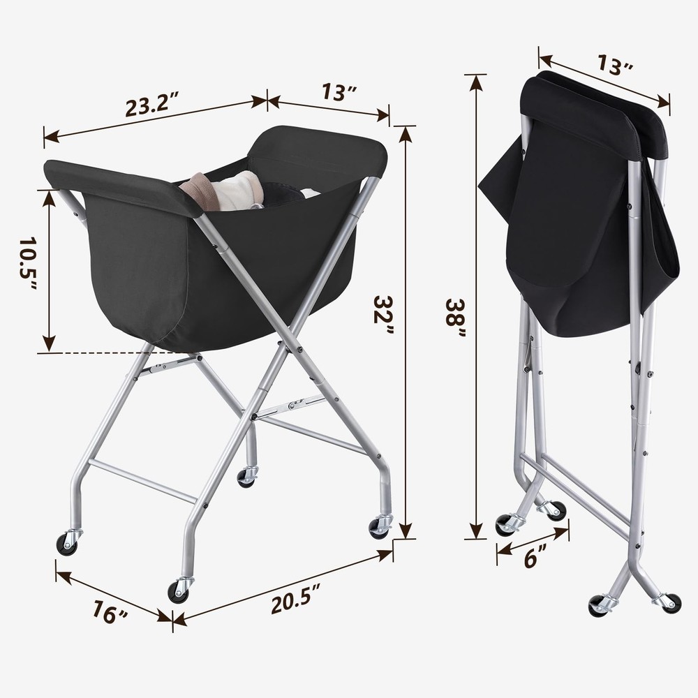 Laundry Cart With Wheels 32ยh Easy Rolling Laundry Hamper With Removable Lin...