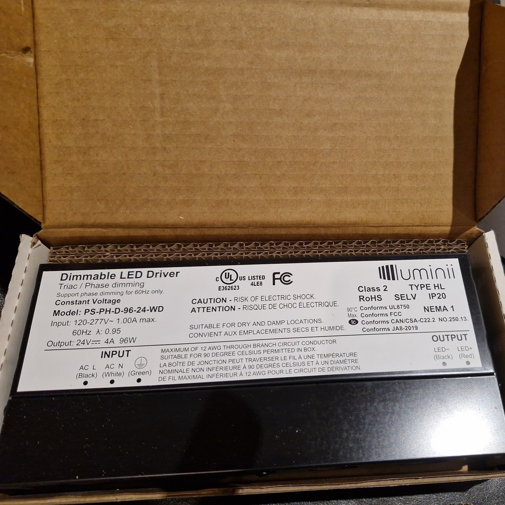 DIMMABLE LED DRIVER Model:Ps-ph-D-96-24-wd Class 2 Type HL LED
