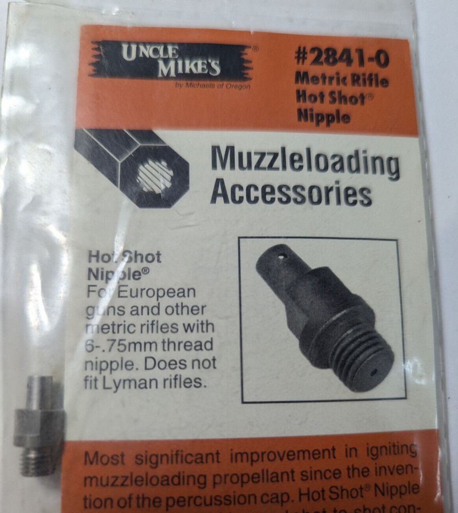 Uncle Mike's Metric Rifle Hot Shot Nipple 2841-0 6-.75mm Thread Muzzleloading