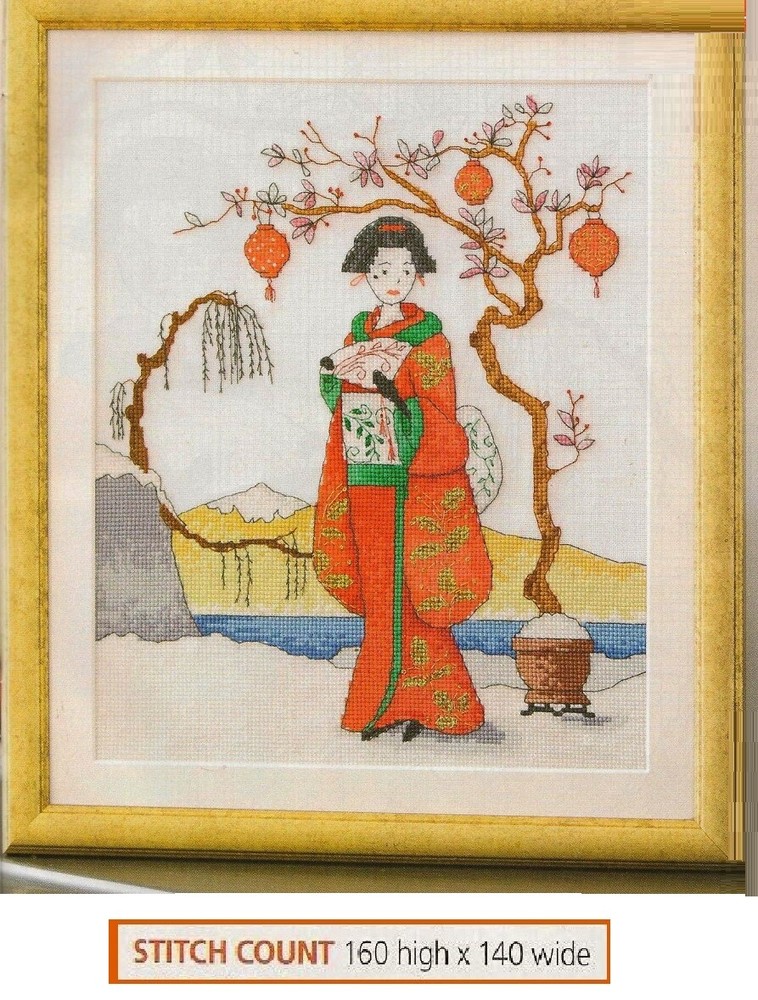 ORIENTAL LADY CROSS STITCH PATTERN  ONLY  EQ - REY