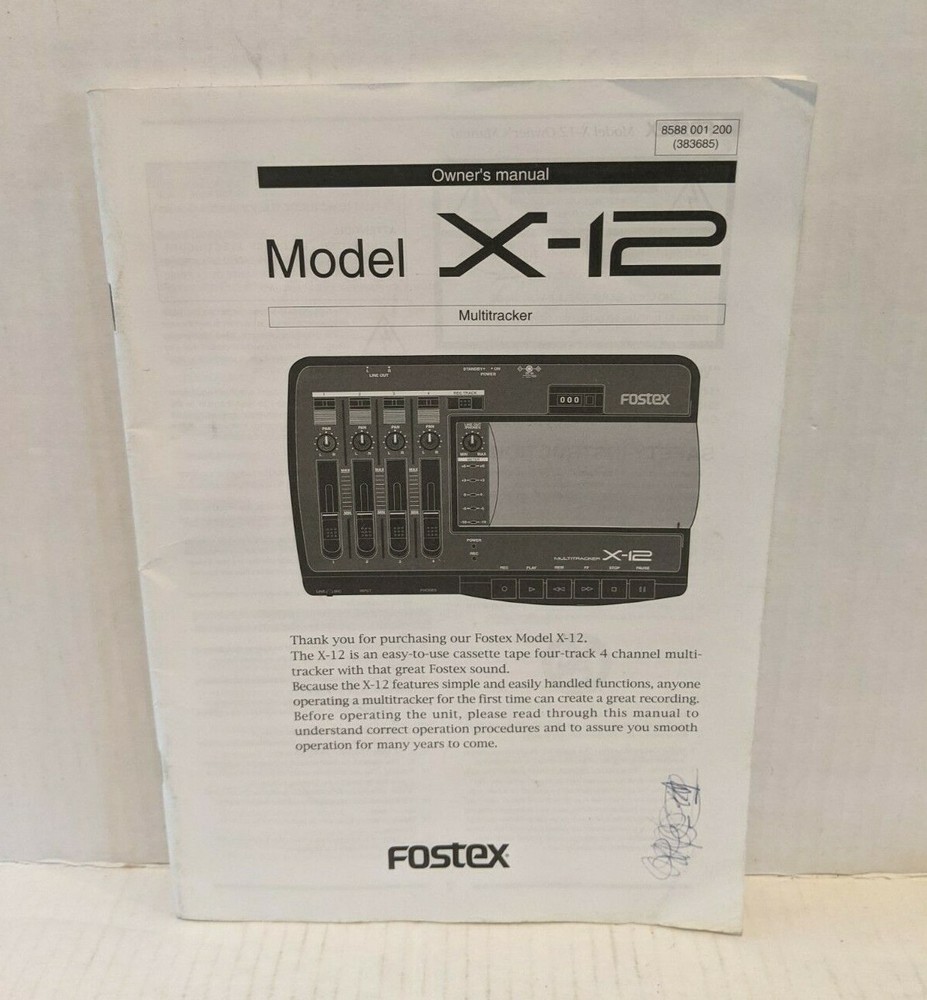 Fostex Model X-12 Multitracker Owner's Manual ONLY