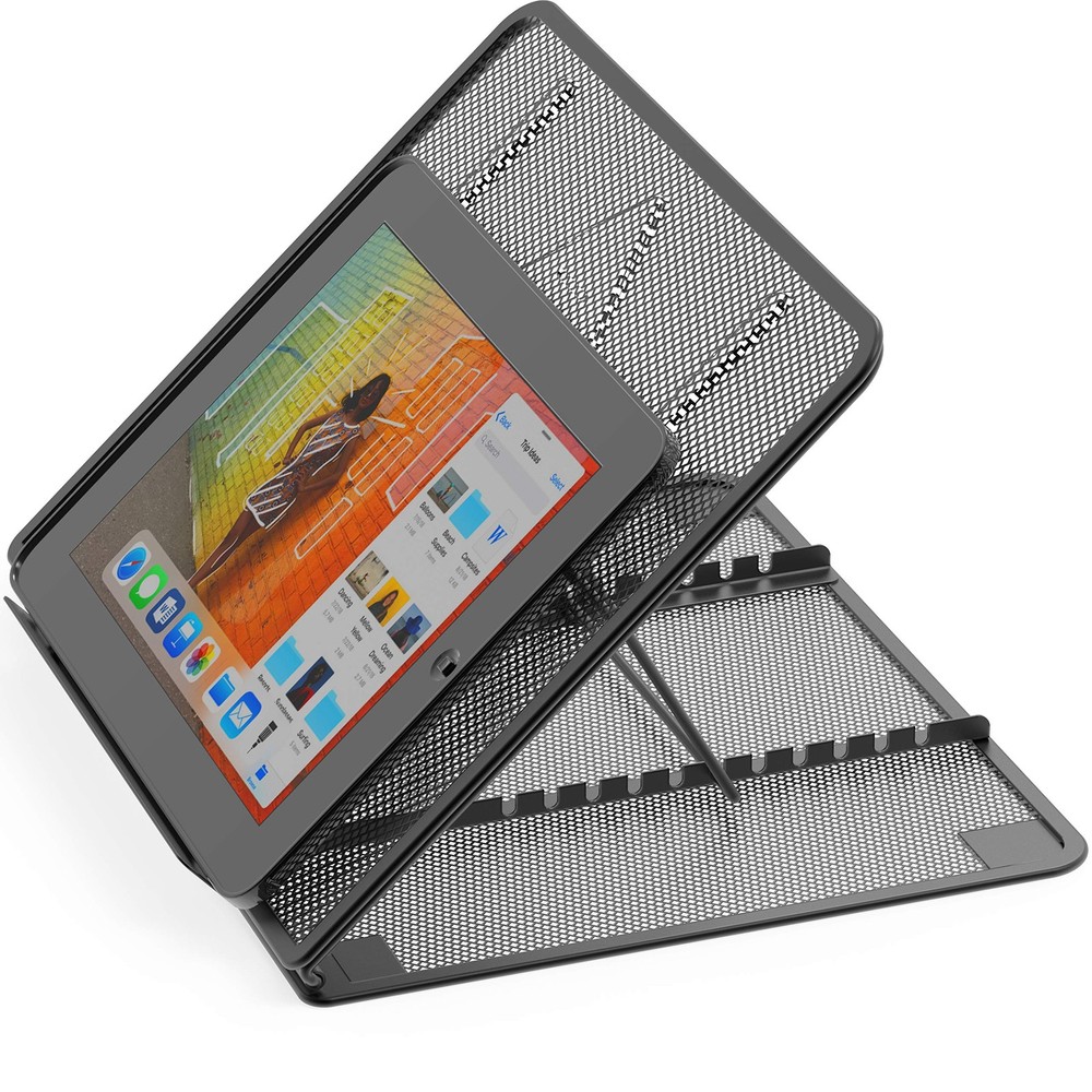 Mesh Laptop Stand with 11-Levels Adjustable Ventilated Computer Holder, Black