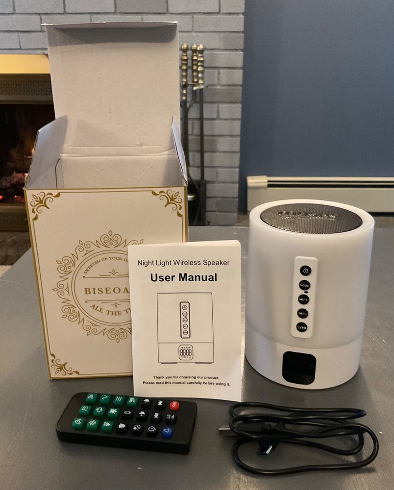 Biseoamz ALARM Clock Night Light Bluetooth Speaker with Remote NEW