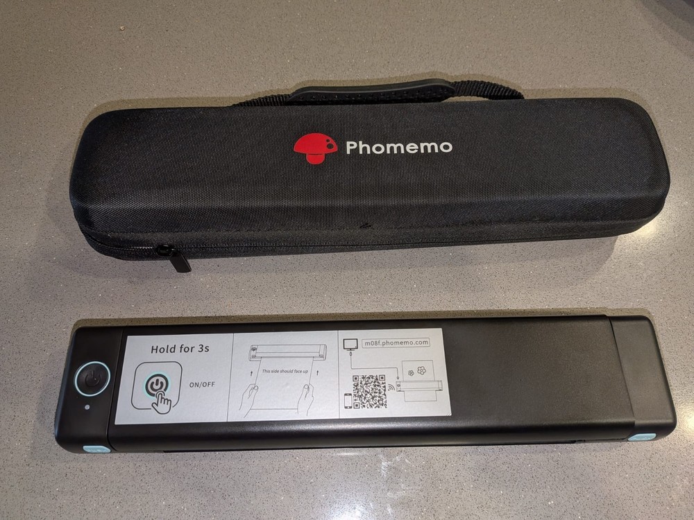 Phomemo Mo8F Bluetooth Stencil Printer Portable Black w/ Carrying Case