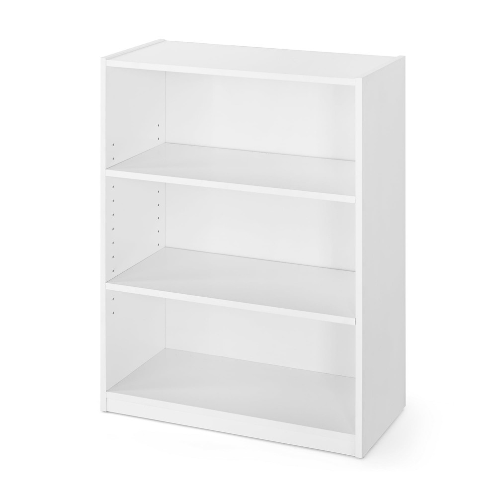 3-Shelf Bookcase with Adjustable Shelves, White