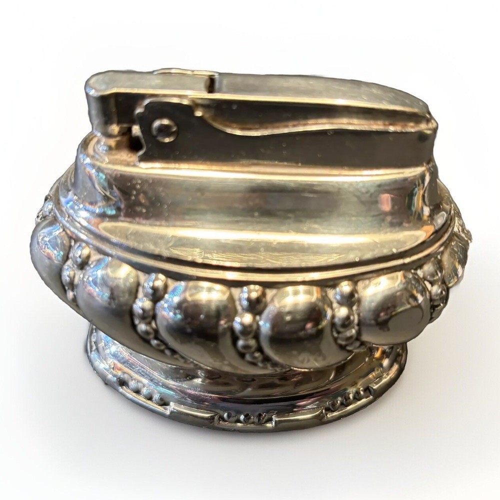 Vintage Ronson "Crown" Table Lighter Silver Plated 1950s MCM