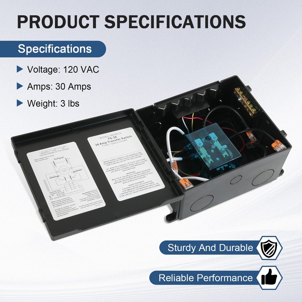 JDMSPEED TS-30 30 Amp Automatic Transfer Switch , Black