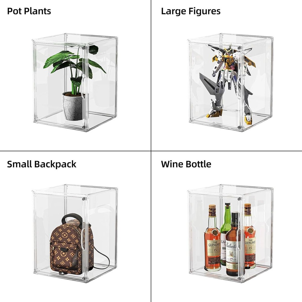 Clear Acrylic Display Case, Extra Large Stackable Storage Bins Magnetic Attra...