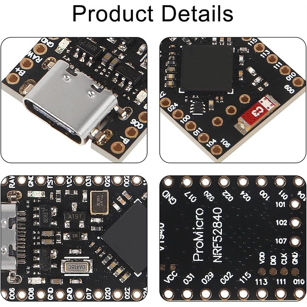 Pro Micro Bluetooth Type-C Development Board, NRF52840 for -IDE, 5 Pack C3G3