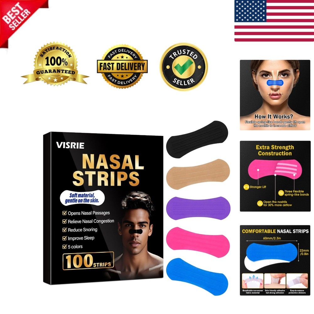 Extra Strength Nasal Strips - 100 Count for Enhanced Breathing & Allergy Support