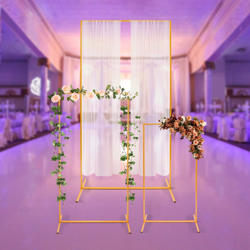 Set of 3 Metal Backdrop Stand, Rectangular Balloon Frame, Gold Backdrop Decor