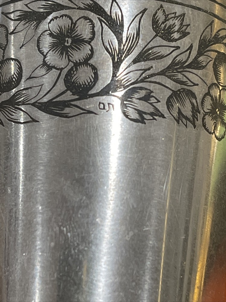 Soviet/ Russian silver .875 Decorative gilded glass for vodka / cognac 60 grams