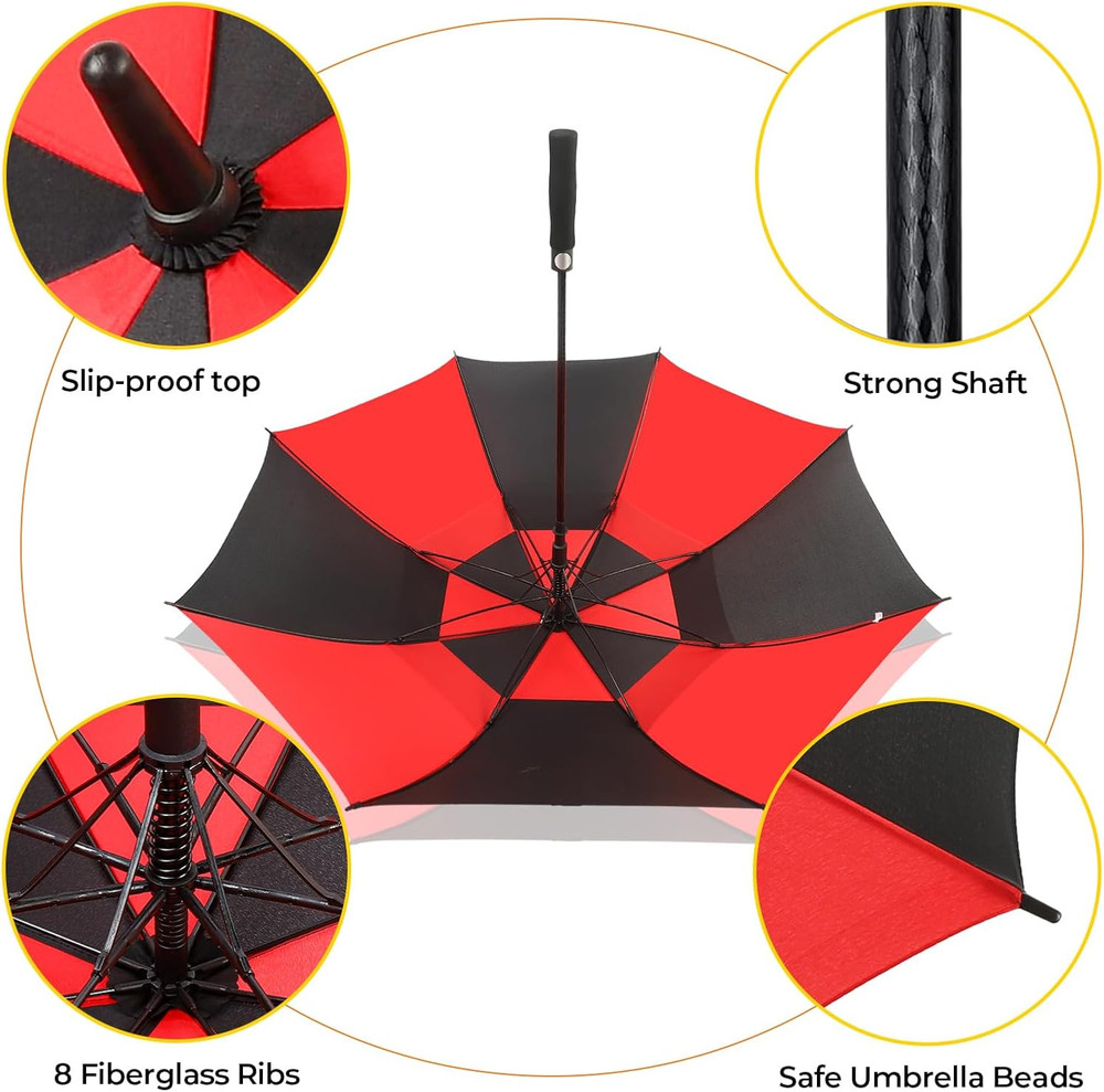 Automatic Open Golf Umbrella 54/62/68/72 Inch Extra Large Windproof Vented Doubl
