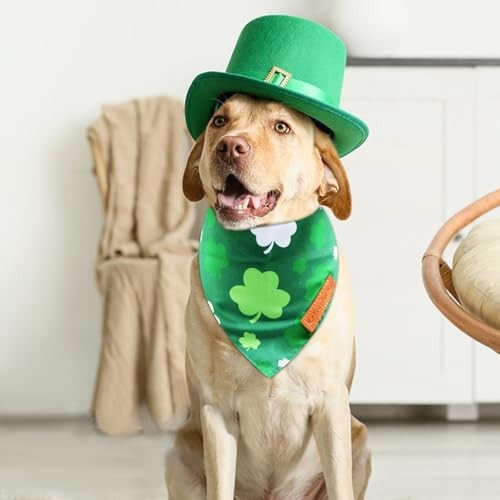 2 Pieces St. Patrick's Day Dog Bandanas, Double-Sided Reversible Triangle