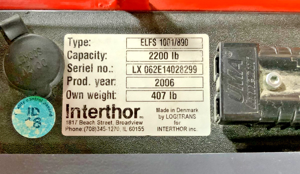 Interthor ELFS 1001/890 Electric Pallet Jack Stacker Straddle Ergonomic Handle