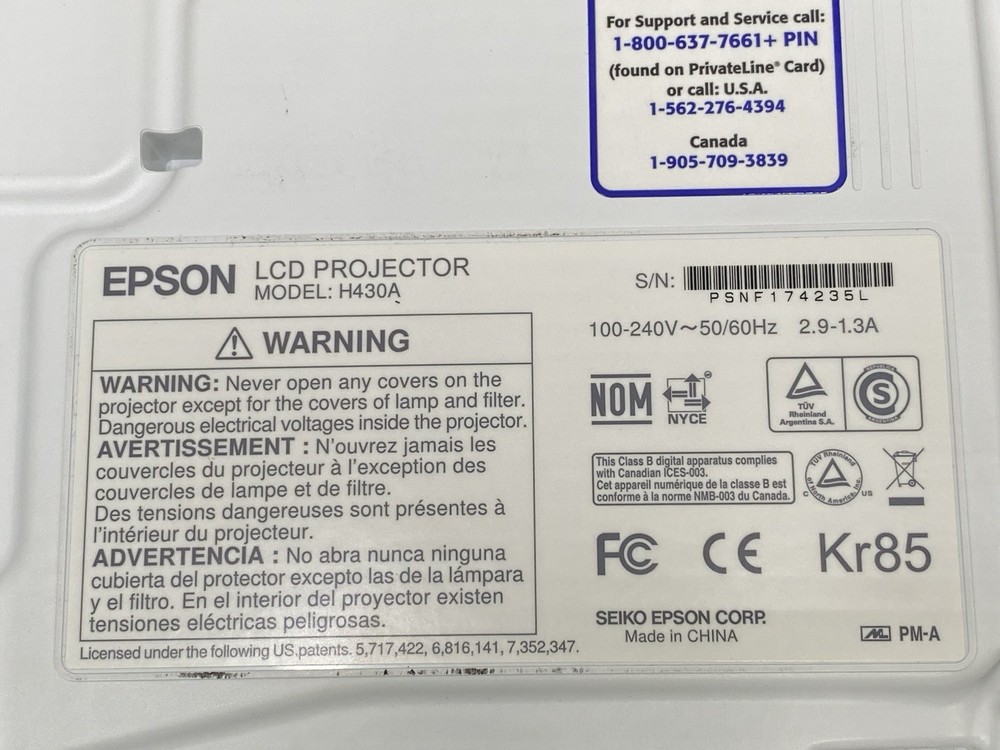 Epson LCD Projector Model H430A EX3210 , 72 Hours