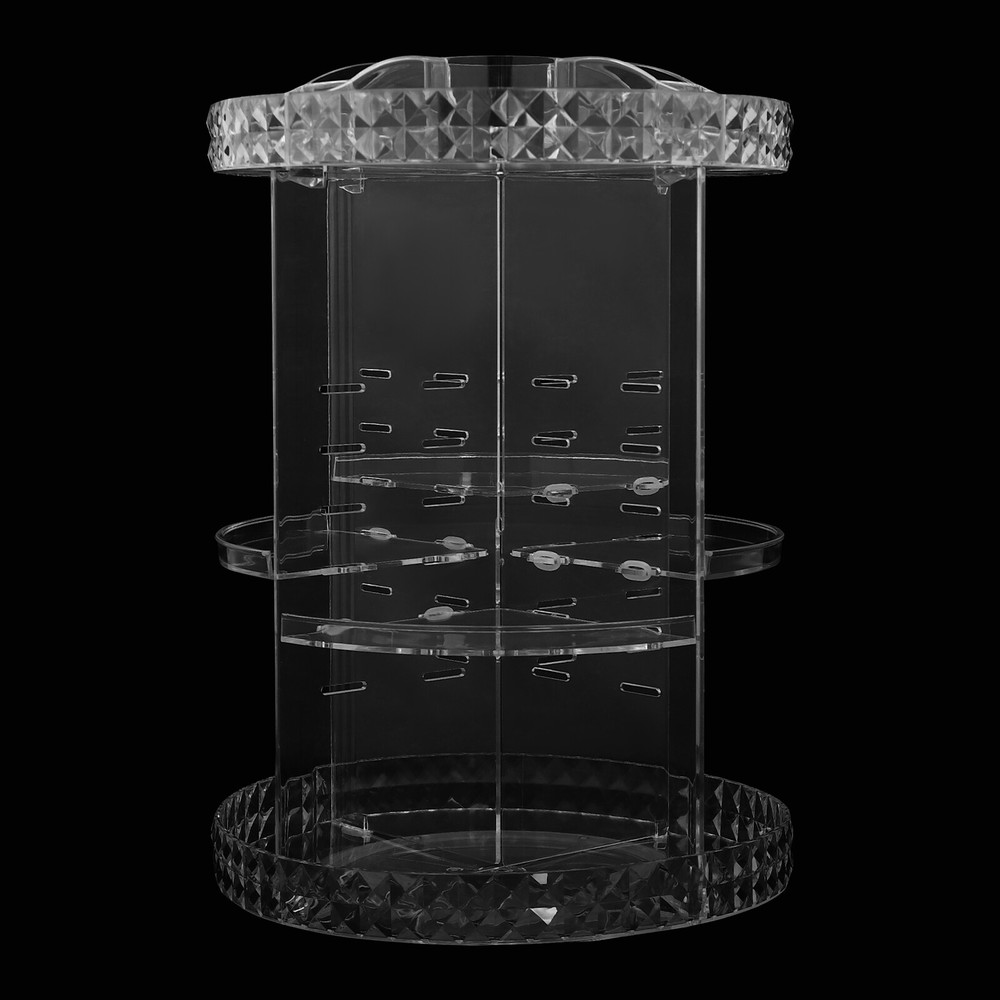 360° Rotating Makeup Organizer Adjustable Shelf Rotatable Cosmetic Organizer Box