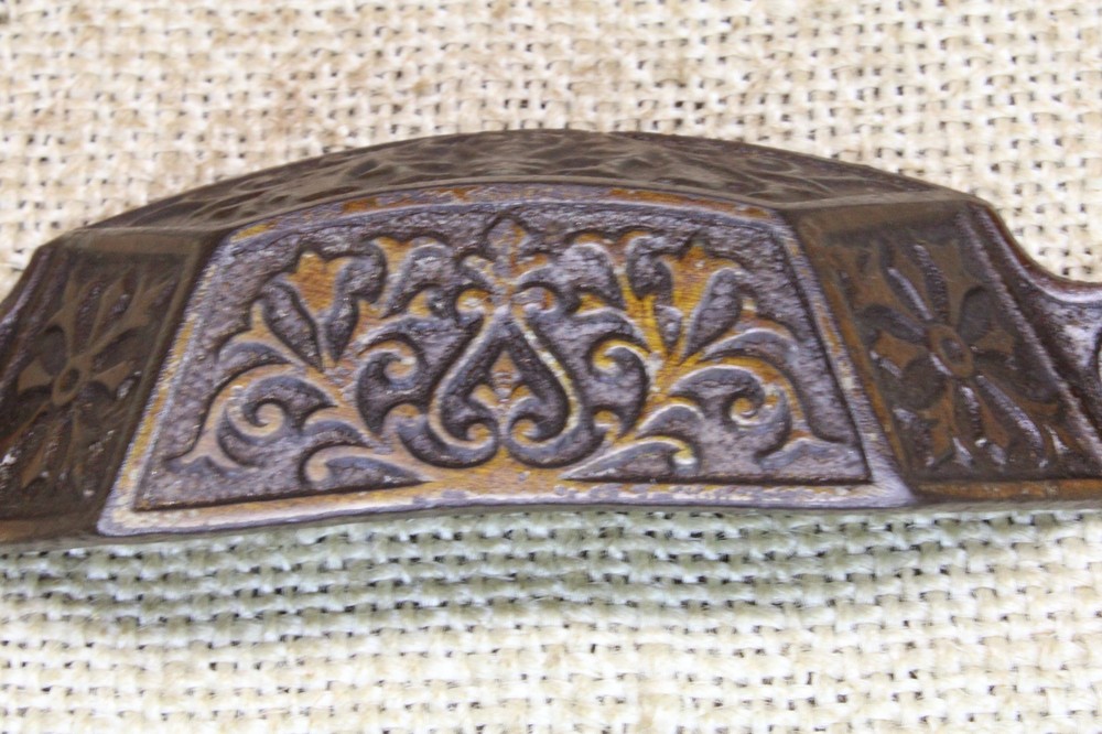 Old Bin Drawer Pull Cup Handle 4” Rustic Original Finish Vintage Vines Cast Iron