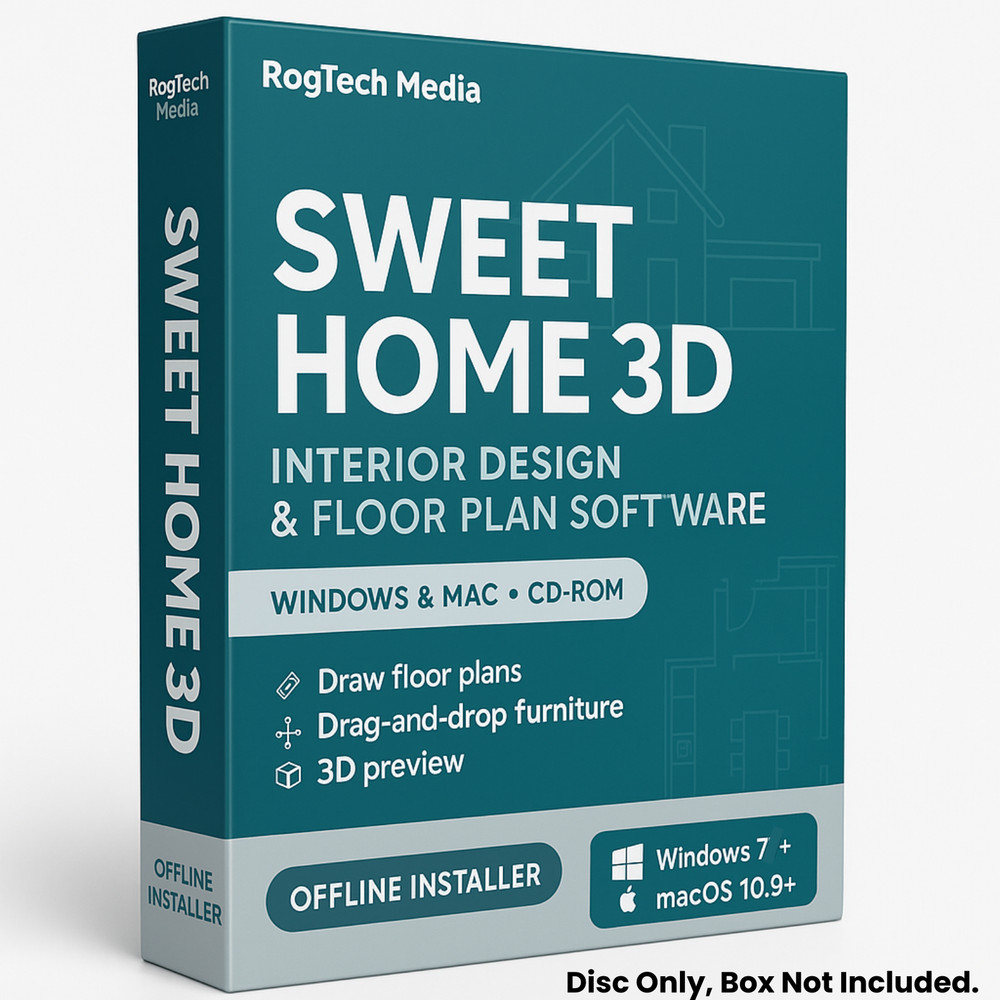 Sweet Home 3D 2025-Graphic Interior Design CAD Architect Software-Windows/Mac-CD