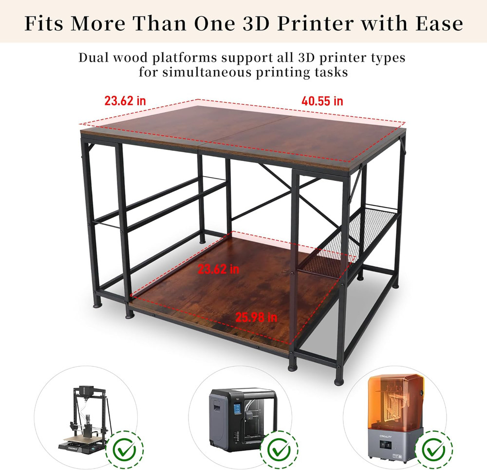 Upgraded 3D Printer Stand, Large 3D Printer Filament Storage Rack for Home Offic