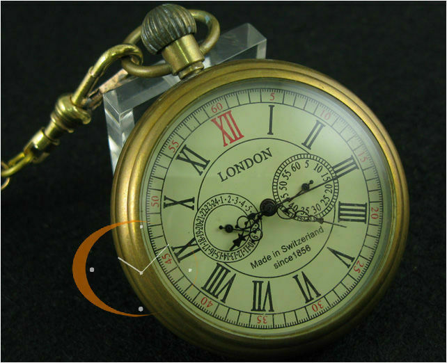 Vintage Full Copper Hand-Wind Mechanical Second 24hours Sub-dials Pocket Watch