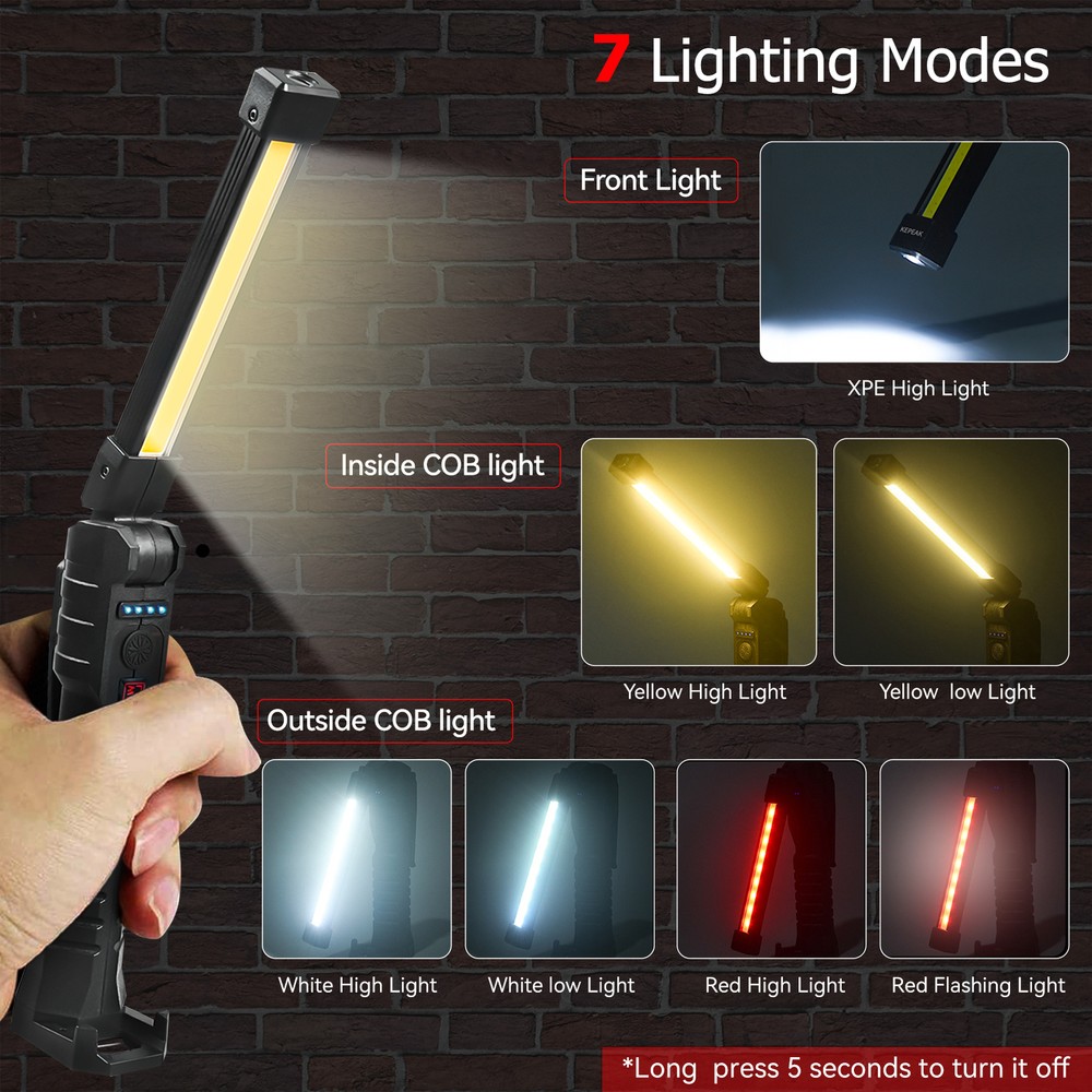 2Pack Rechargeable LED Work Light Mechanic Flashlight Lamp Magnetic Base Bright