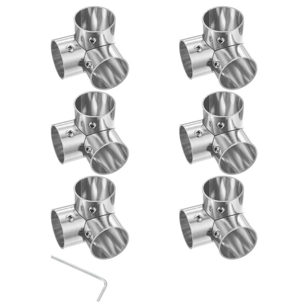 6-Pack Structural Pipe Connector, Right Angle Tee Pipe Fittings Silver
