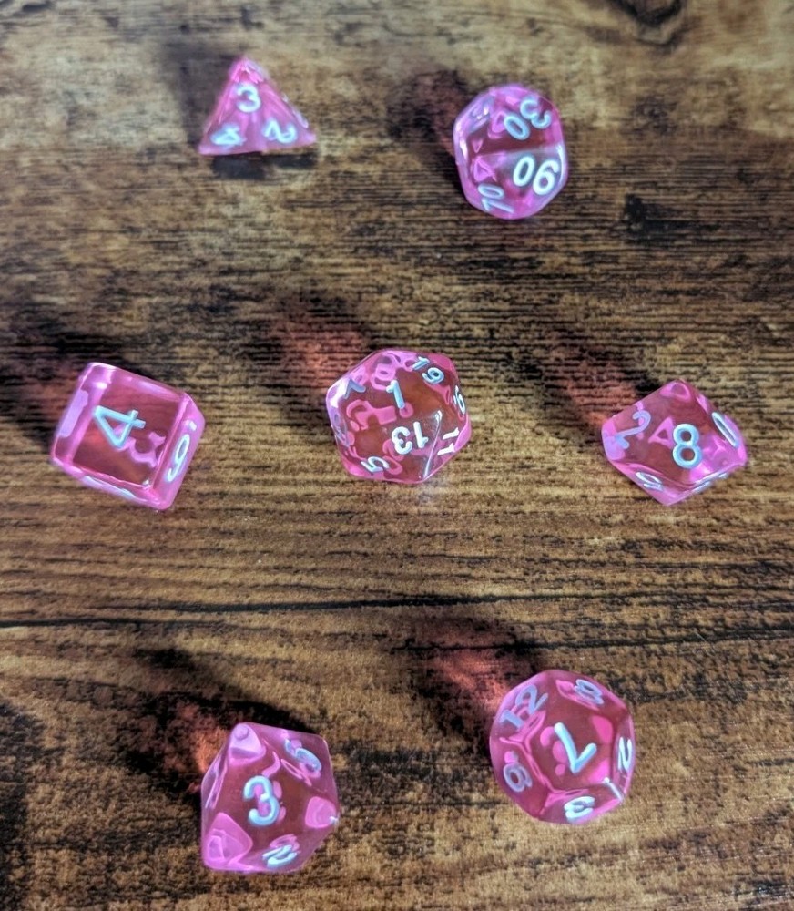 Pink Poly D&D Dice Set