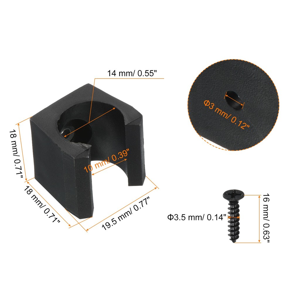 14mm Billiard Slide Detection Clip Holder, 20pcs Plastic, Black