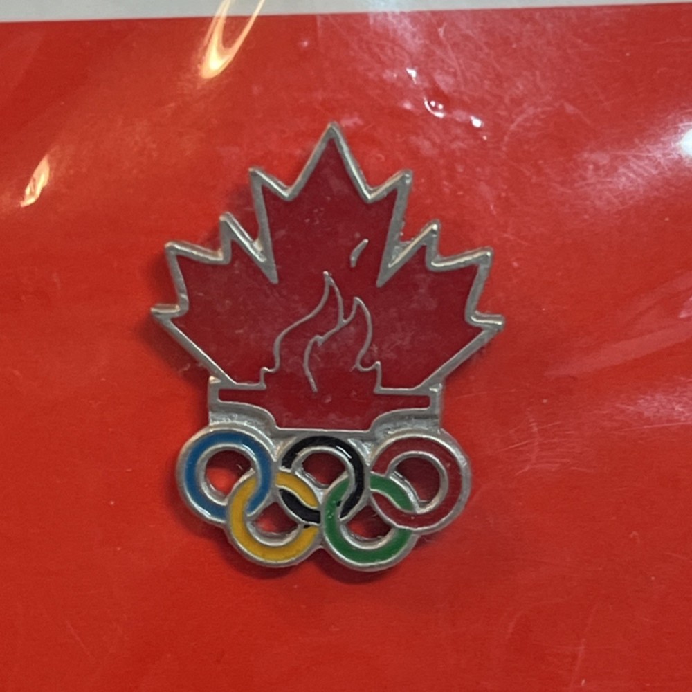 Canada Olympic Maple Leaf Pewter RARE Cut-Out Logo Pinback Pin Olympics Theme