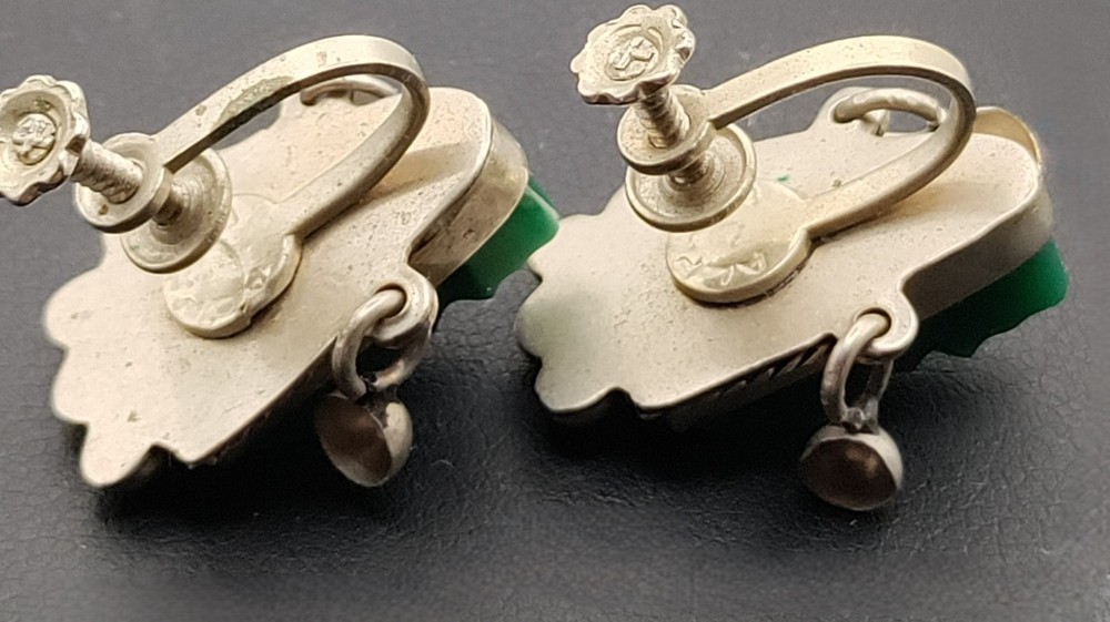 Mexican Aztec Mask Green Earrings