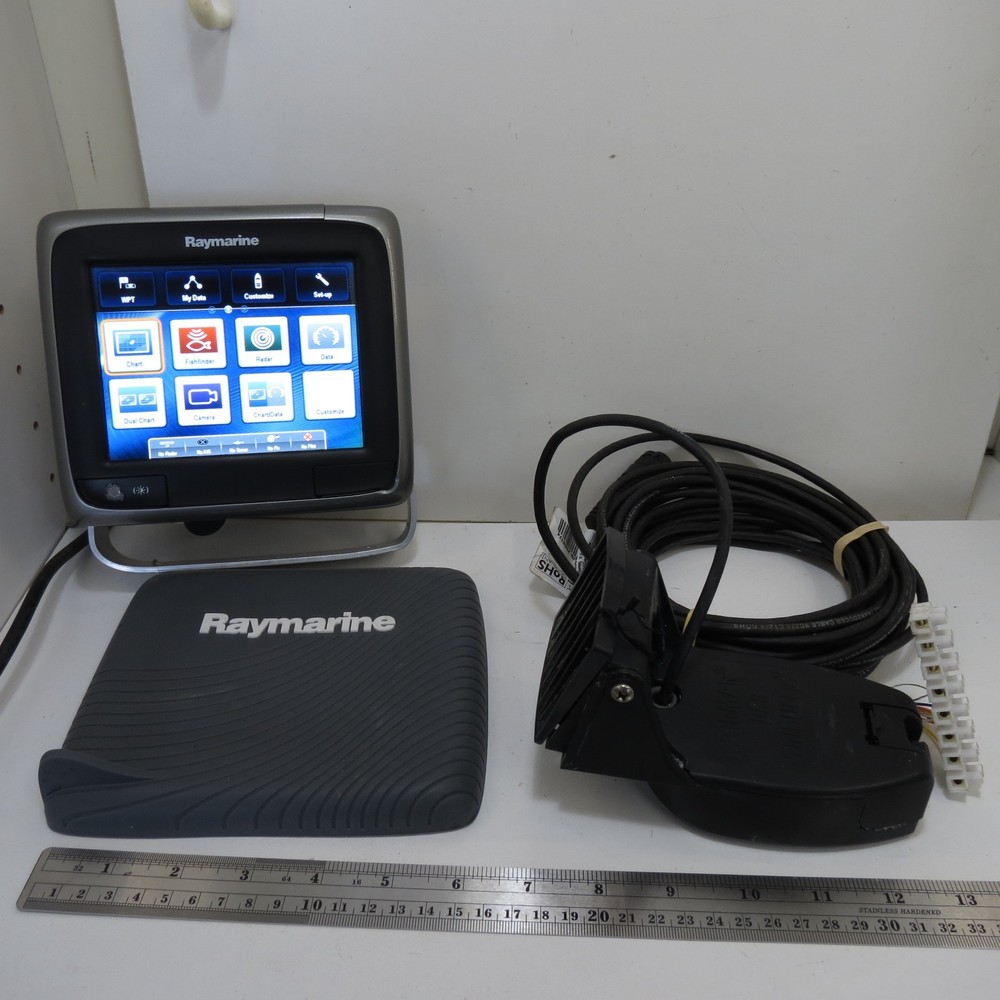 Raymarine a67 5.7" GPS Chartplotter Fish Finder w/ Chart, Transom Transducer