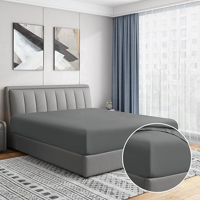 18"- 21" Extra Deep Pocket Fitted Sheet Elastic Corner Straps Soft Bed Sheet Set