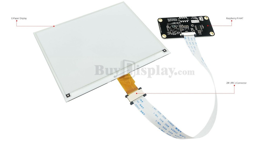 Black 5.83 inch e-Ink Display Raspberry Pi HAT,e-Paper 648x480