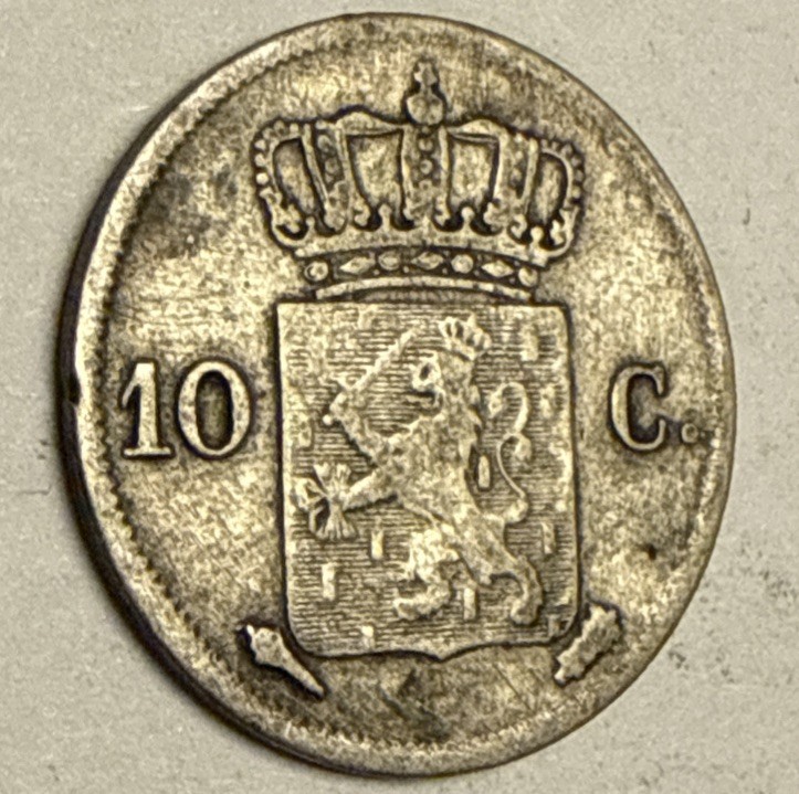NETHERLANDS - 10 CENTS - 1828 - SILVER