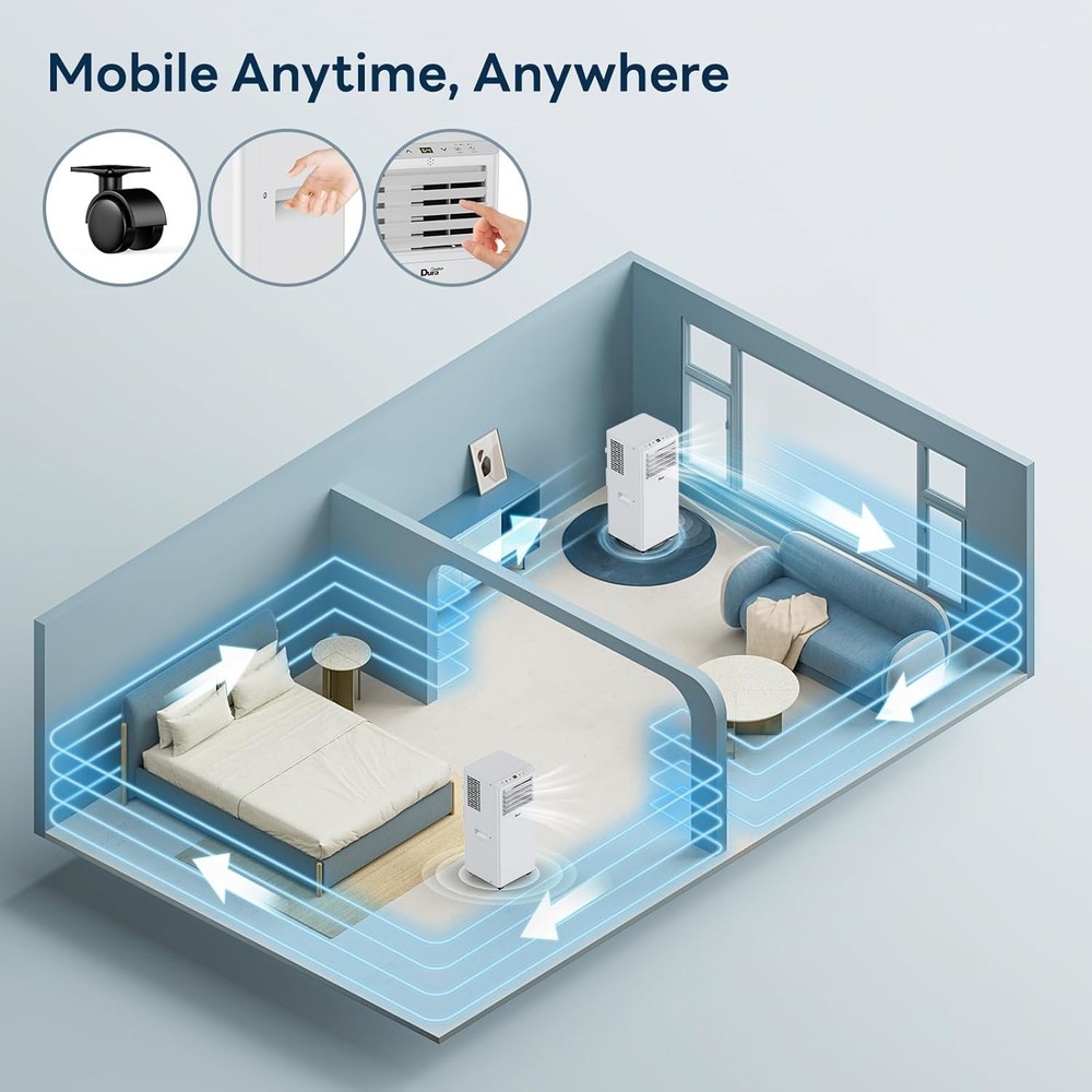 Energy-Efficient 8500 BTU Portable Air Conditioner White for Small Spaces