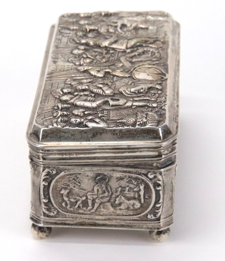 Antique 800 Silver Ornate Snuff Box