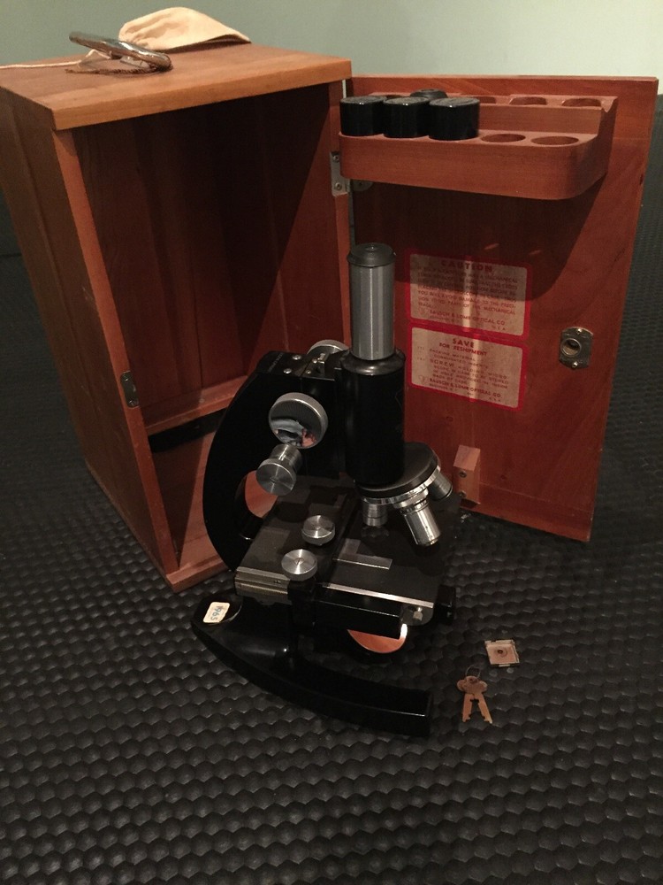 Vintage Bausch & Lomb Microscope w/ Wood Case