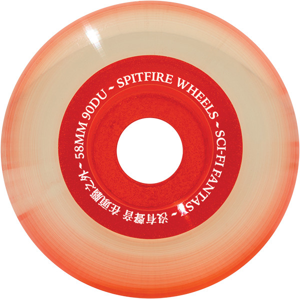 SPITFIRE SAPPHIRE 90DU CRUISER 58MM SCI-FI CLEAR RED WHEELS SET