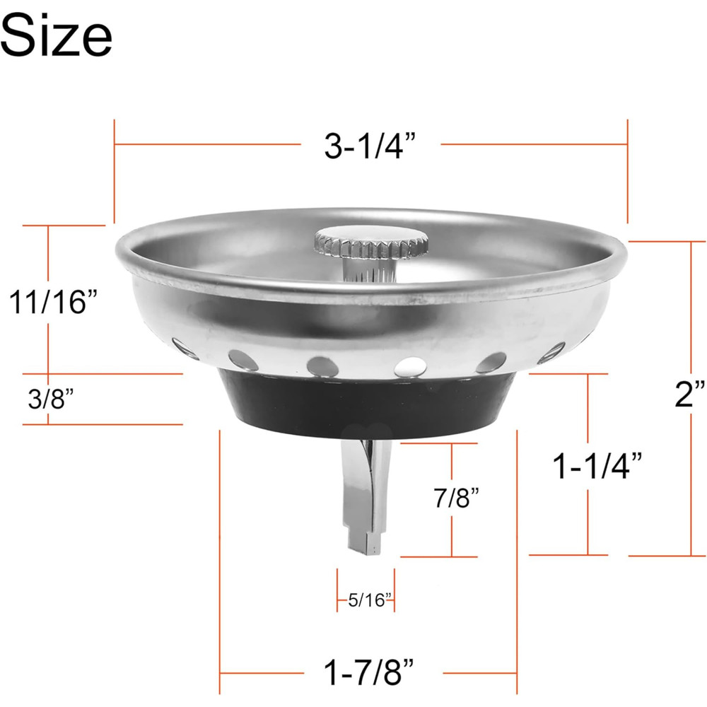 2 Pack Kitchen Sink Strainer and Stopper Combo Basket Replacement for Standard