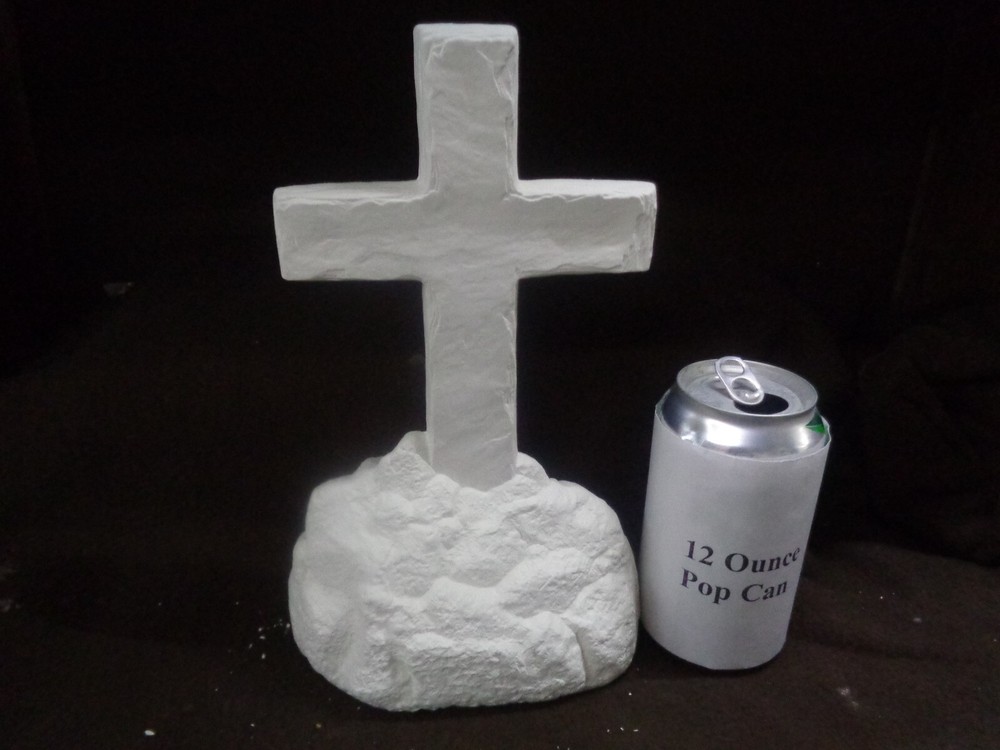 E801 - Ceramic Bisque 9 3/4" Cross on rock - Jesus - Easter