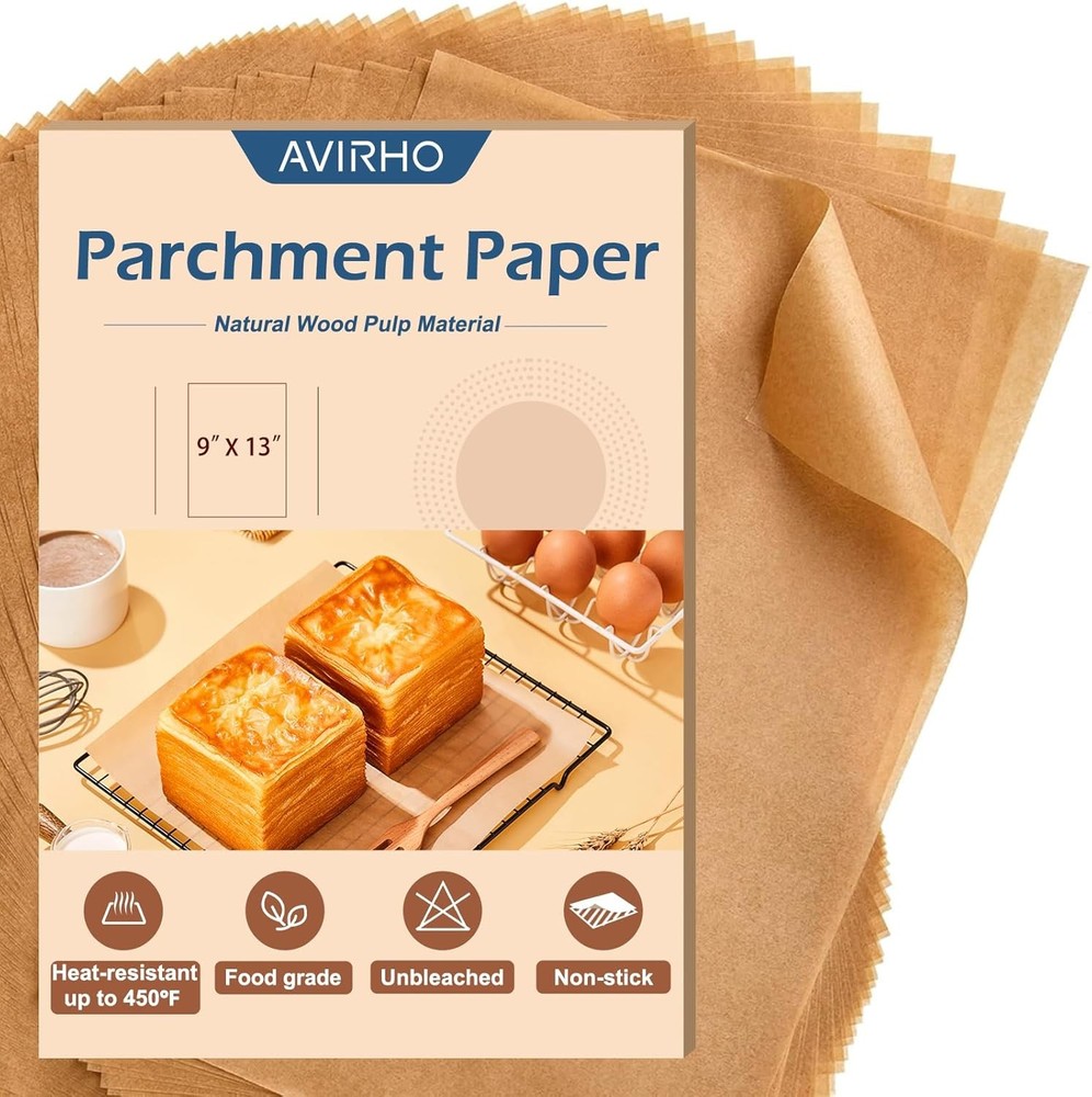 Unbleached Parchment Paper Baking Sheets, 9x13IN Precut Non-Sti