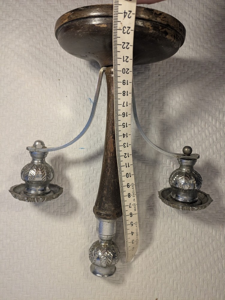 Vintage 3 Branch Candelabra Table Centrepiece With Red Candles