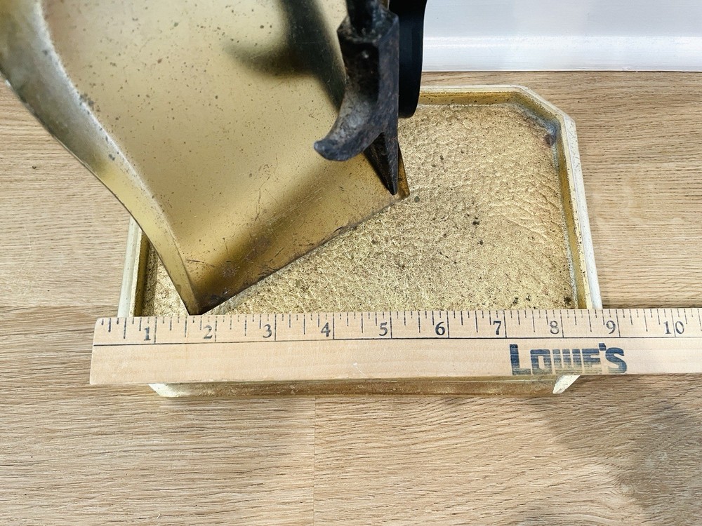 Vintage Brass/Cast Iron Heavy Solid 5-Piece Fireplace Tool & Stand Set