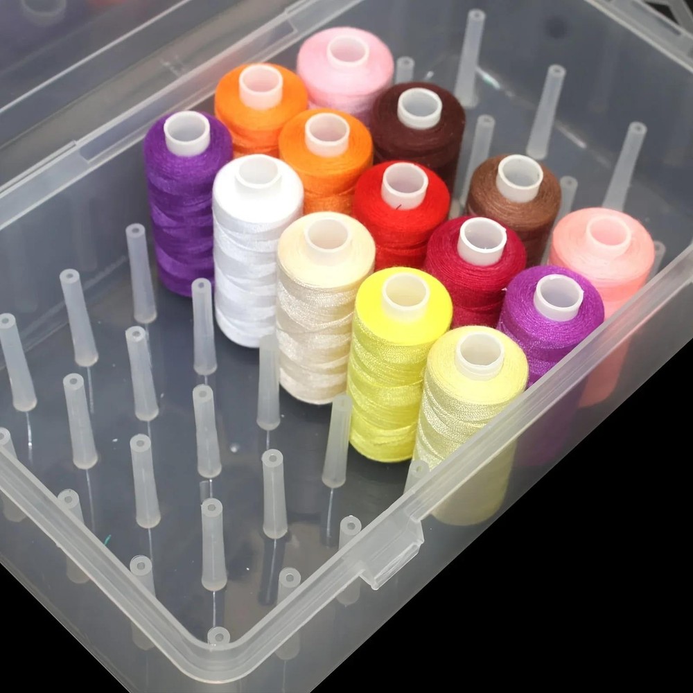 Embroidery Thread Storage Box – 42 Rolls, Clear Pp Plastic, Portable Design