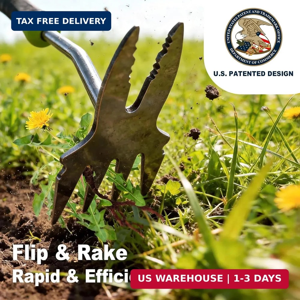 Hand Weeder Puller Tool, Heavy-Duty Stainless Steel Root Removal Tool with Ergon